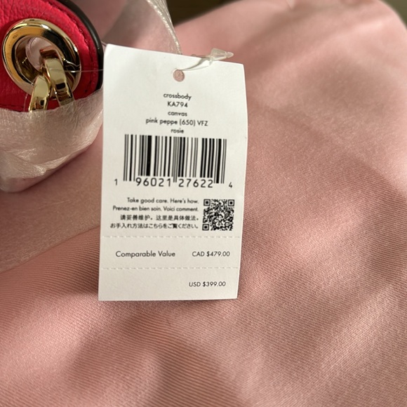 Kate Spade Rosie canvas crossbody pink peppe NWT - Picture 12 of 13